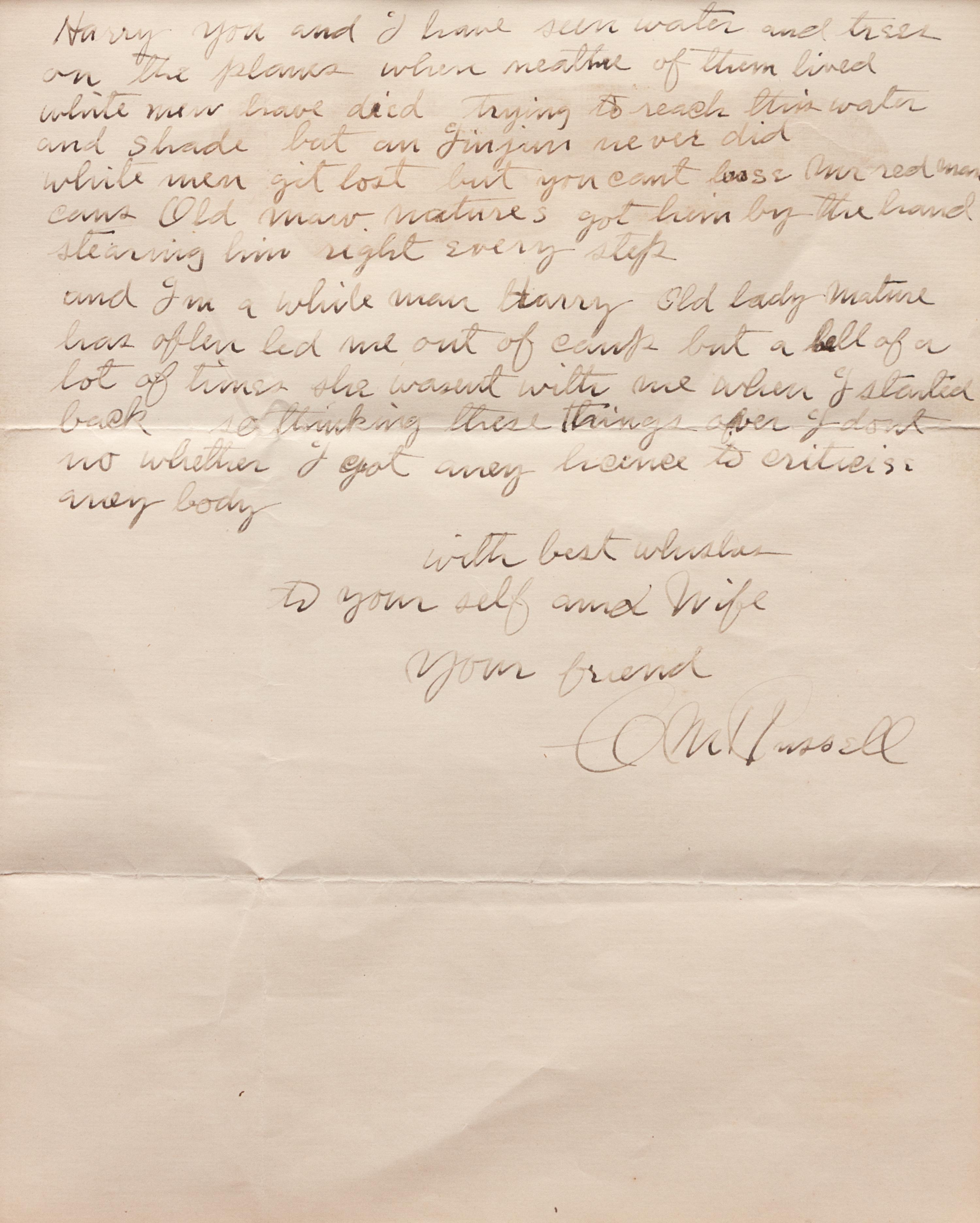 Indian Scout and Horse, Illustrated Letter