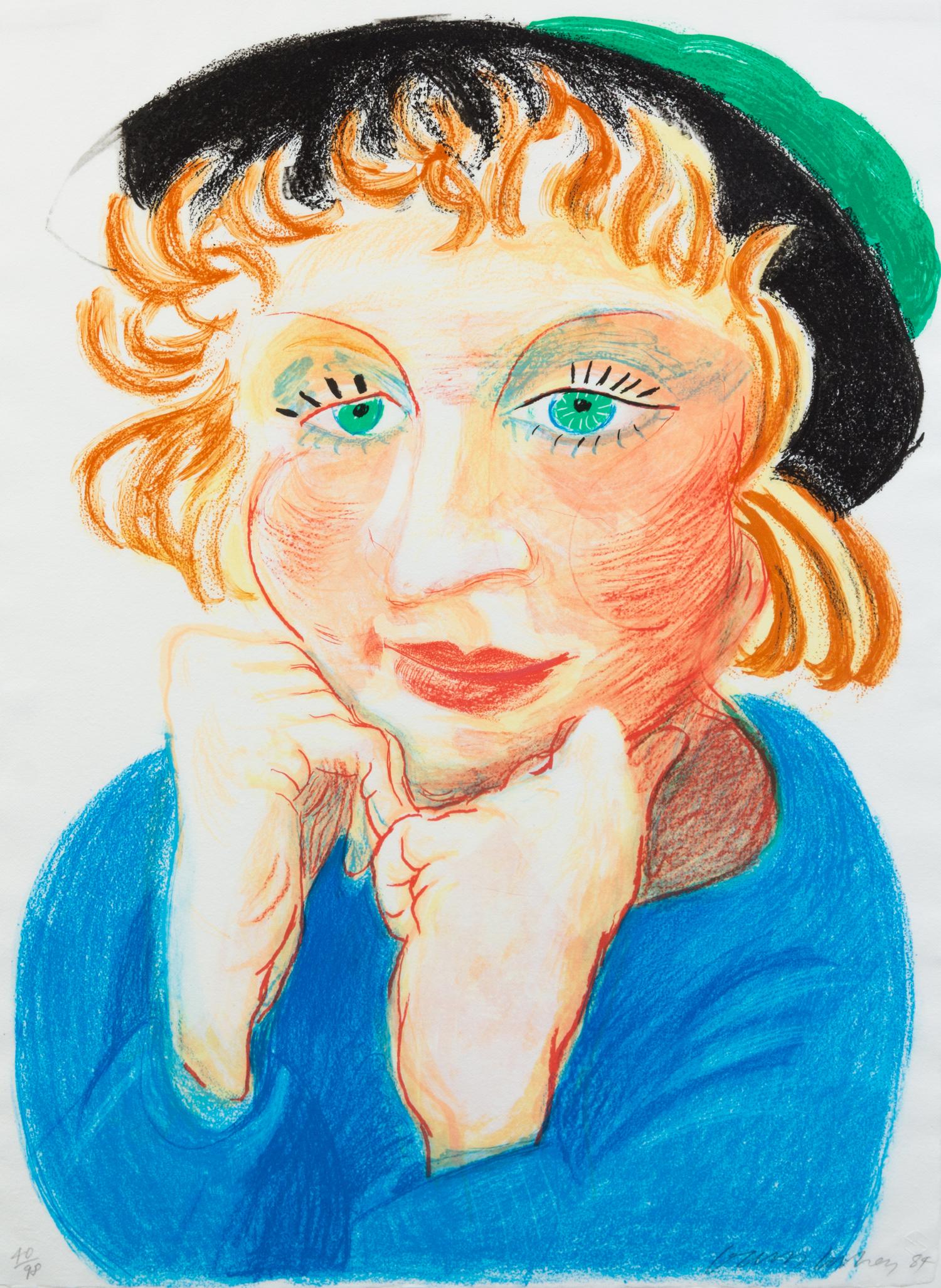 David Hockney, (British, b. 1937), Celia with Green Hat, 1984