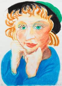 David Hockney, (British, b. 1937), Celia with Green Hat, 1984