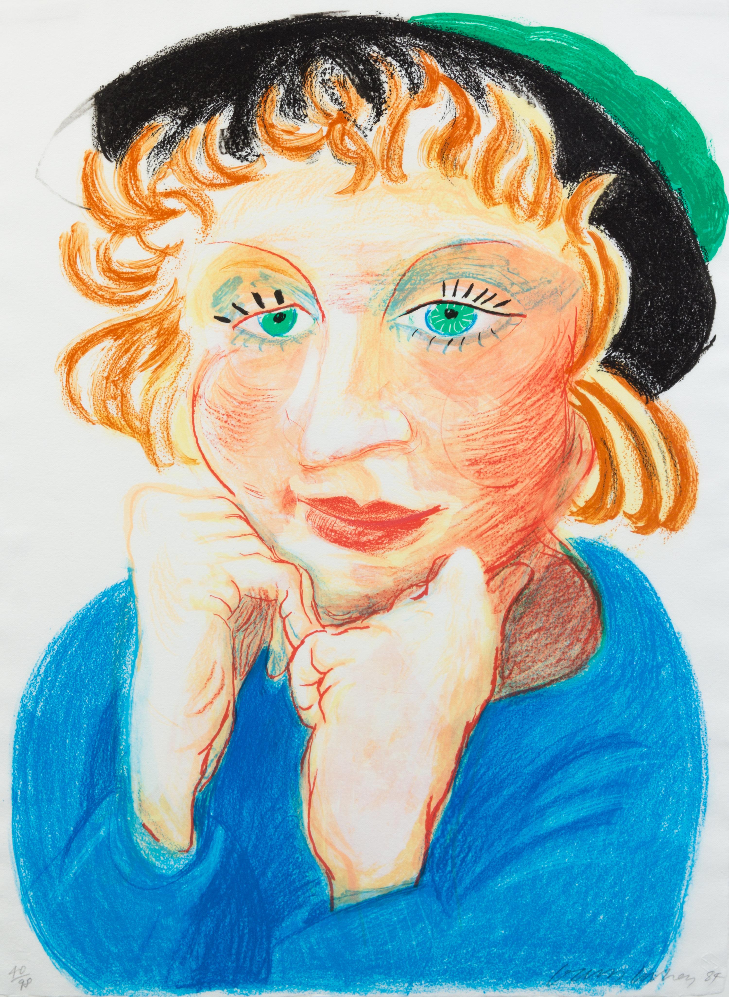 David Hockney, (British, b. 1937), Celia with Green Hat, 1984