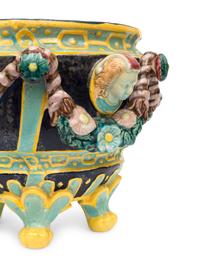 A Pair of English Majolica Footed Jardinieres