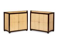A Pair of Gatsby Leather-Inset Console Cabinets