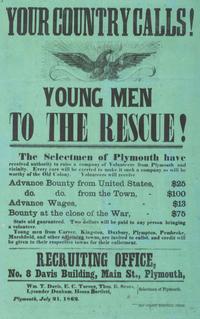 [CIVIL WAR]. Your Country Calls! Young Men to the Rescue! Plymouth, MA: Old Colony Memorial Press, 21 July 1862. With contemporary pencil inscription.