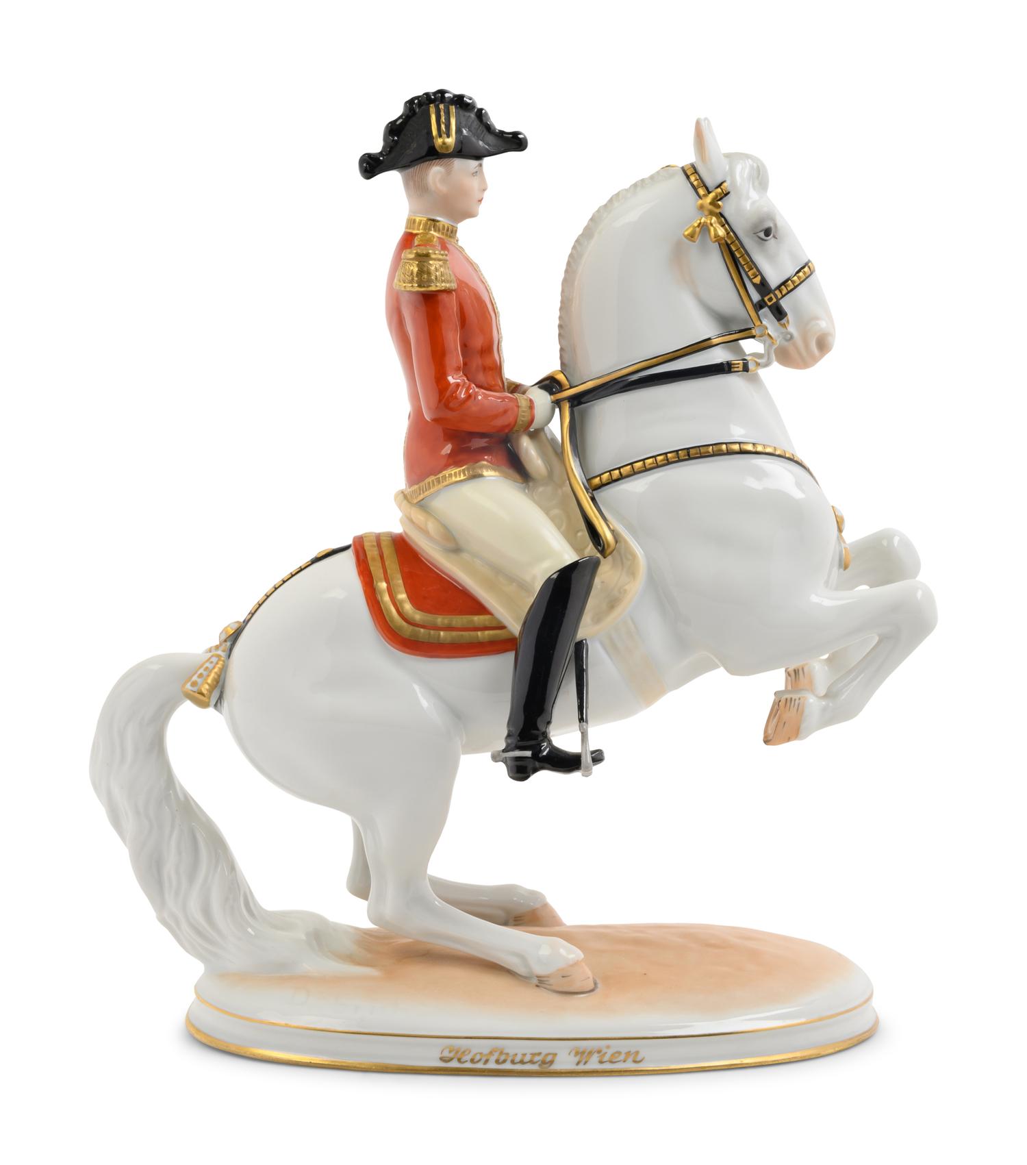 A Vienna Porcelain Figure of a Lipizzaner Horse and Rider