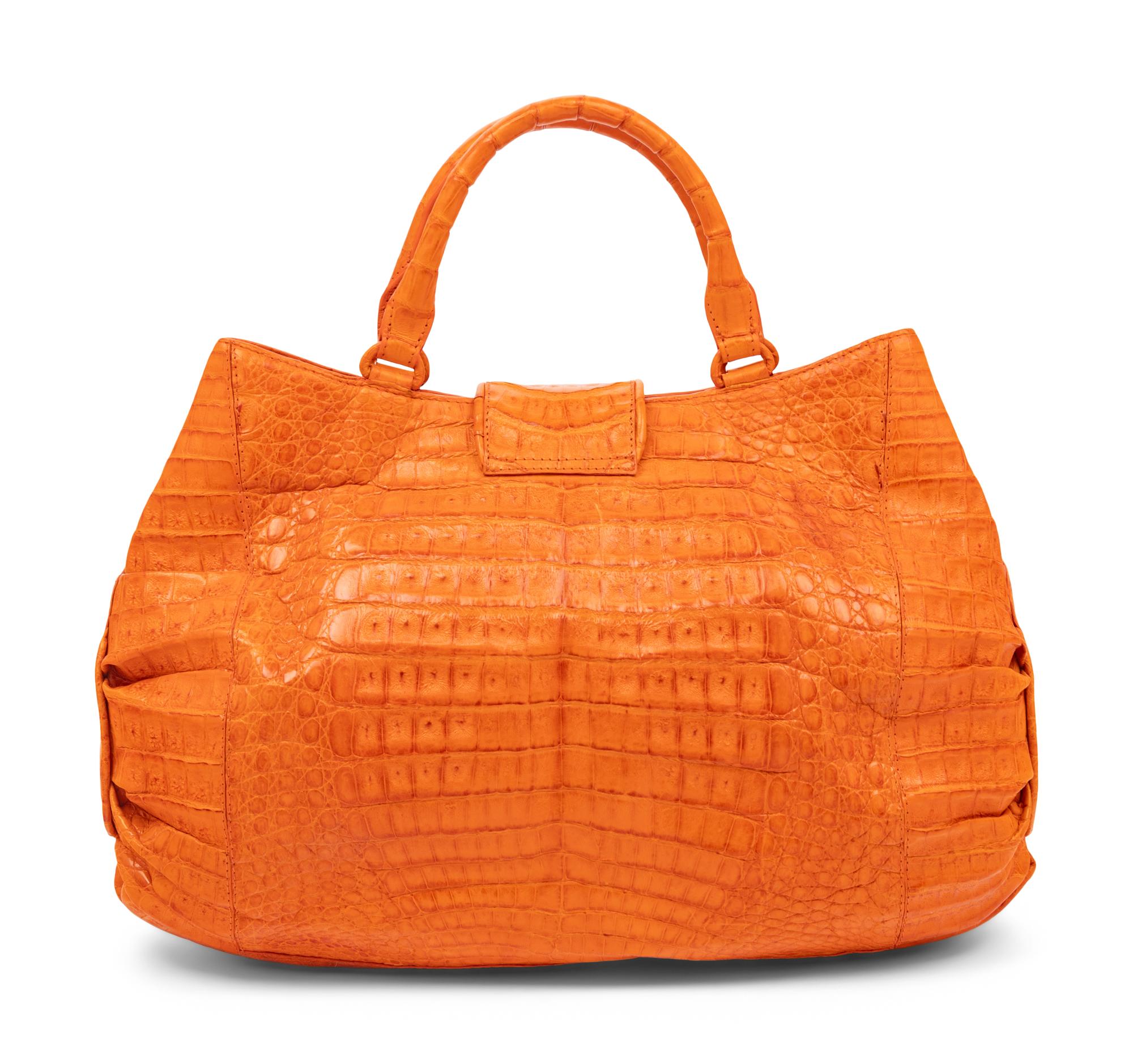 Nancy Gonzalez Orange Crocodile Handbag