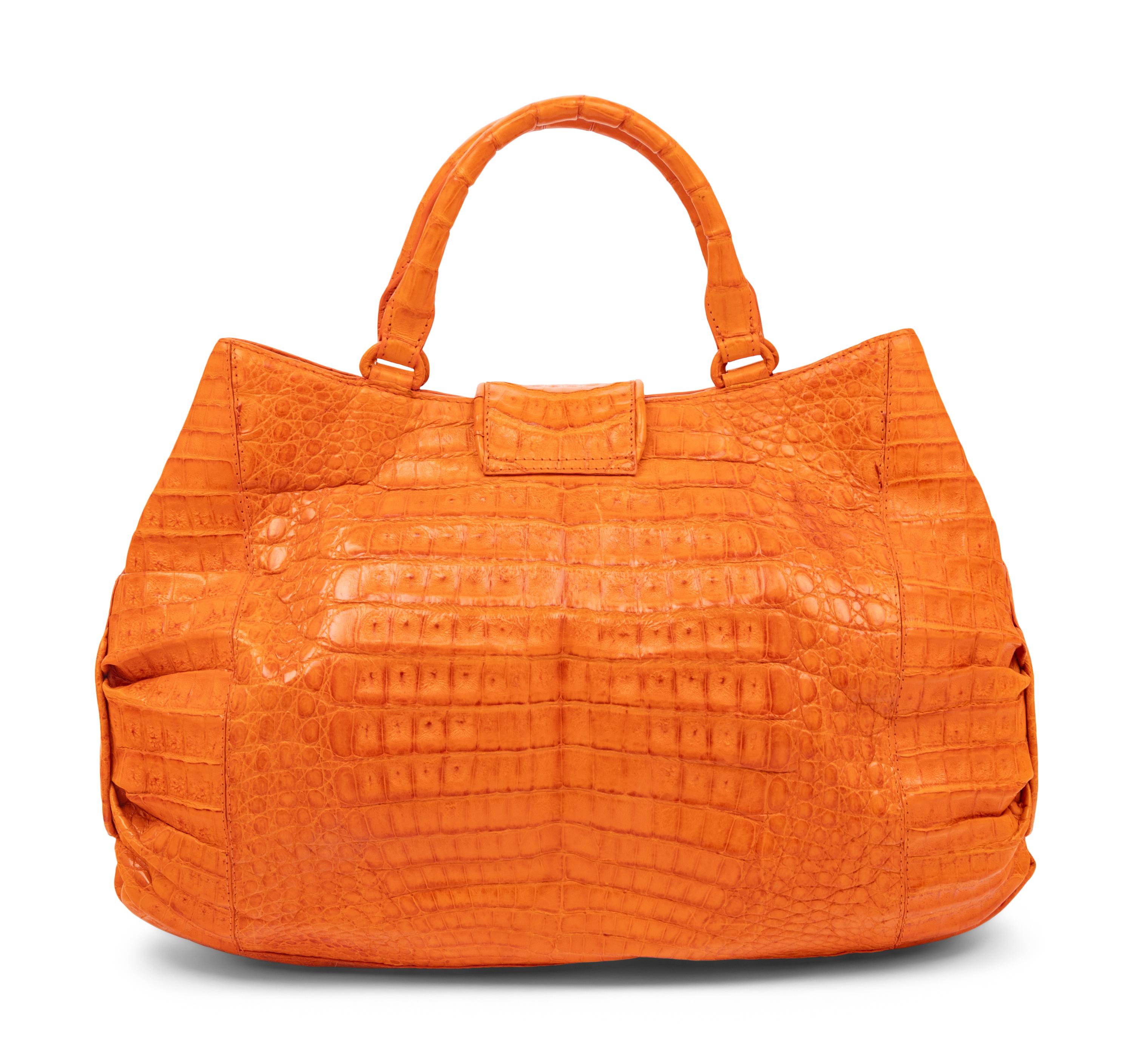 Nancy Gonzalez Orange Crocodile Handbag
