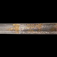 Cased Damascus Bladed Import 1850 Staff & Field Officers Sword Presented to Capt. (Major) William Wood - 9th NY Heavy Artillery with Belt and Sash