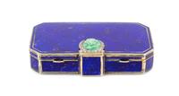 A French Art Deco Enameled Silver, Diamond and Hardstone Inset Compact