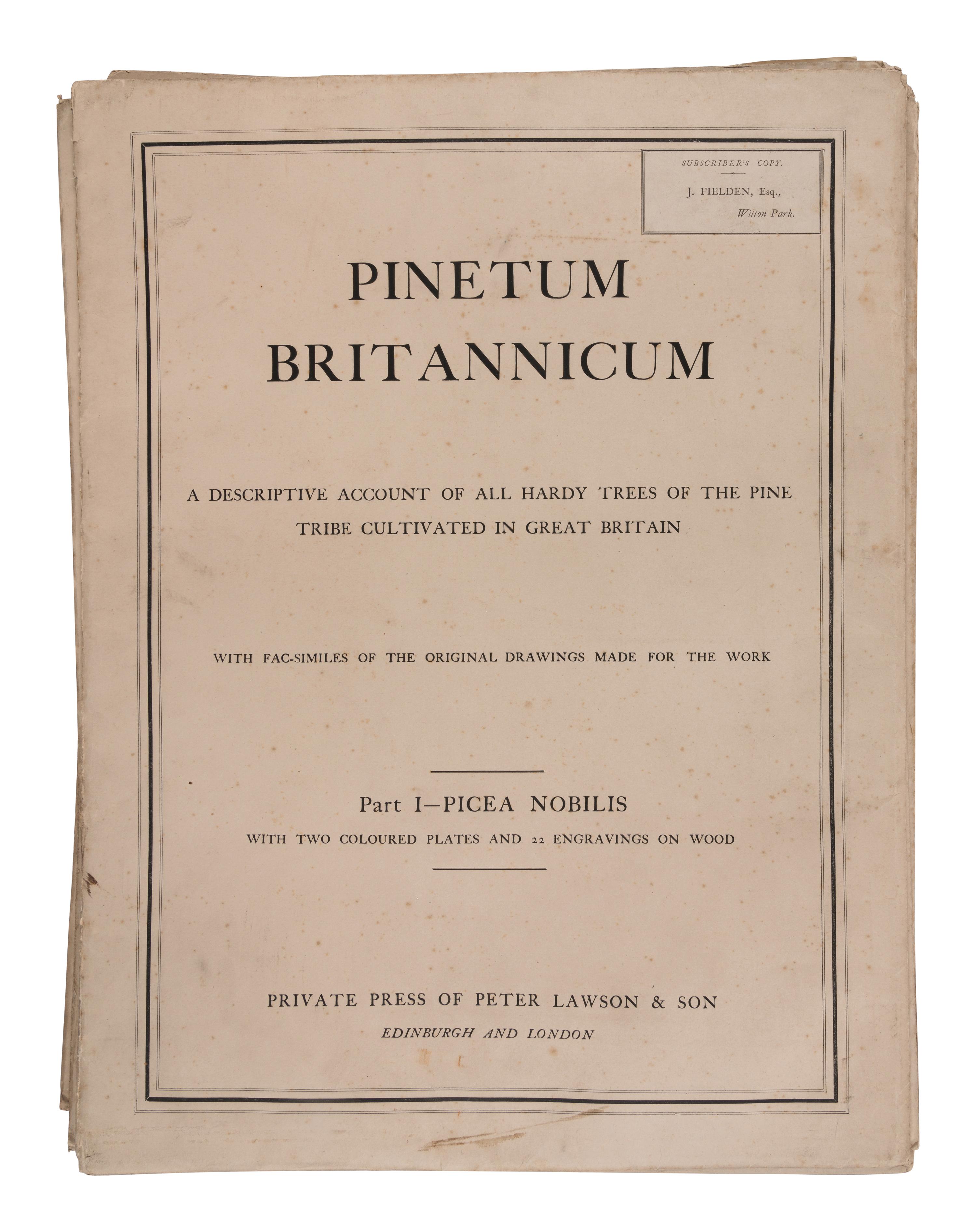 [RAVENSCROFT, Edward James (1816-1890)]. The Pinetum Britannicum. A Descriptive Account of Hardy Coniferous Trees cultivated in Great Britain . Edinburgh and London: Private Press of Peter Lawson & Son, [1863]-1884.