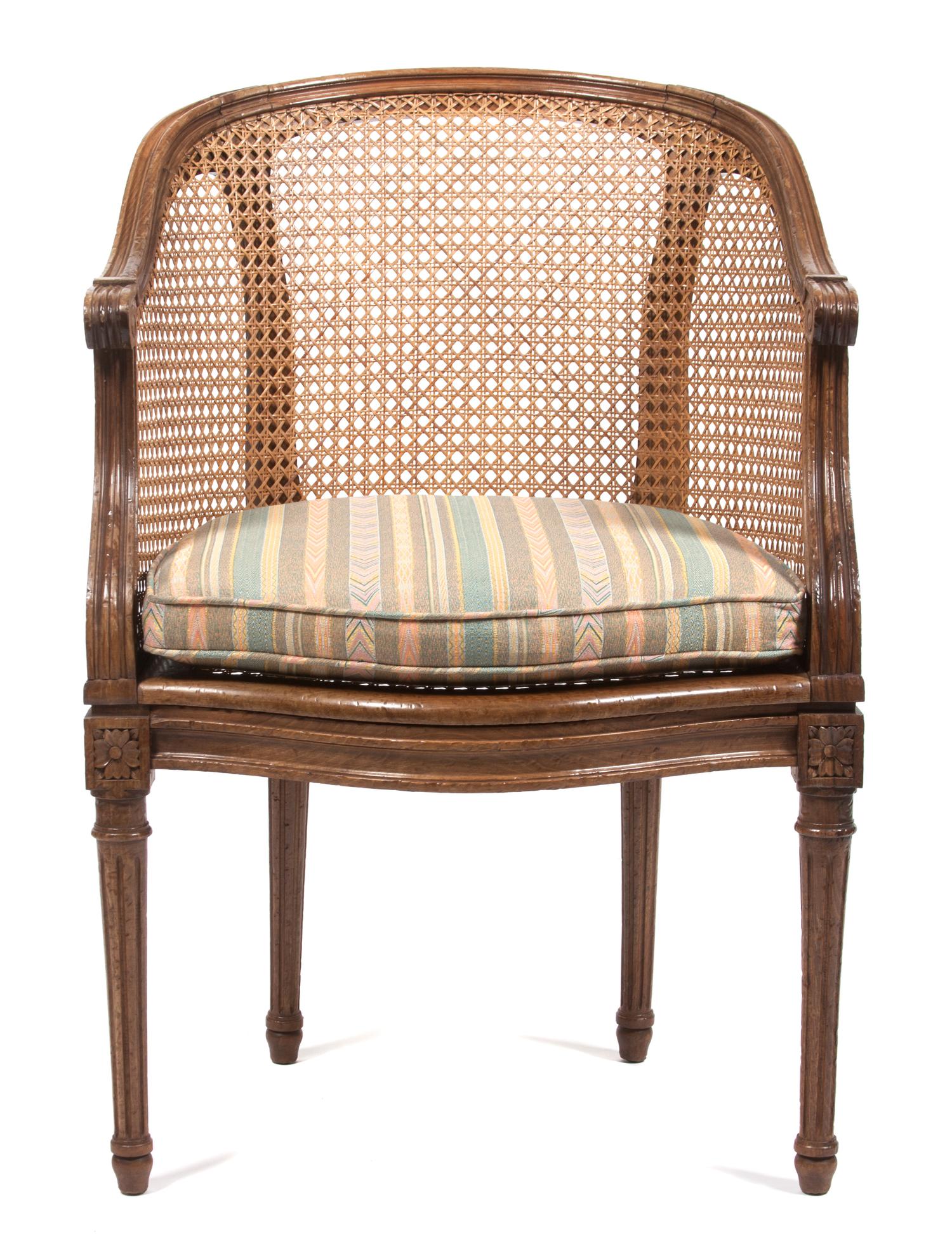 A Louis XVI Style Canned Bergere Height 33 1/2 inches. — 19TH/20TH CENTURY