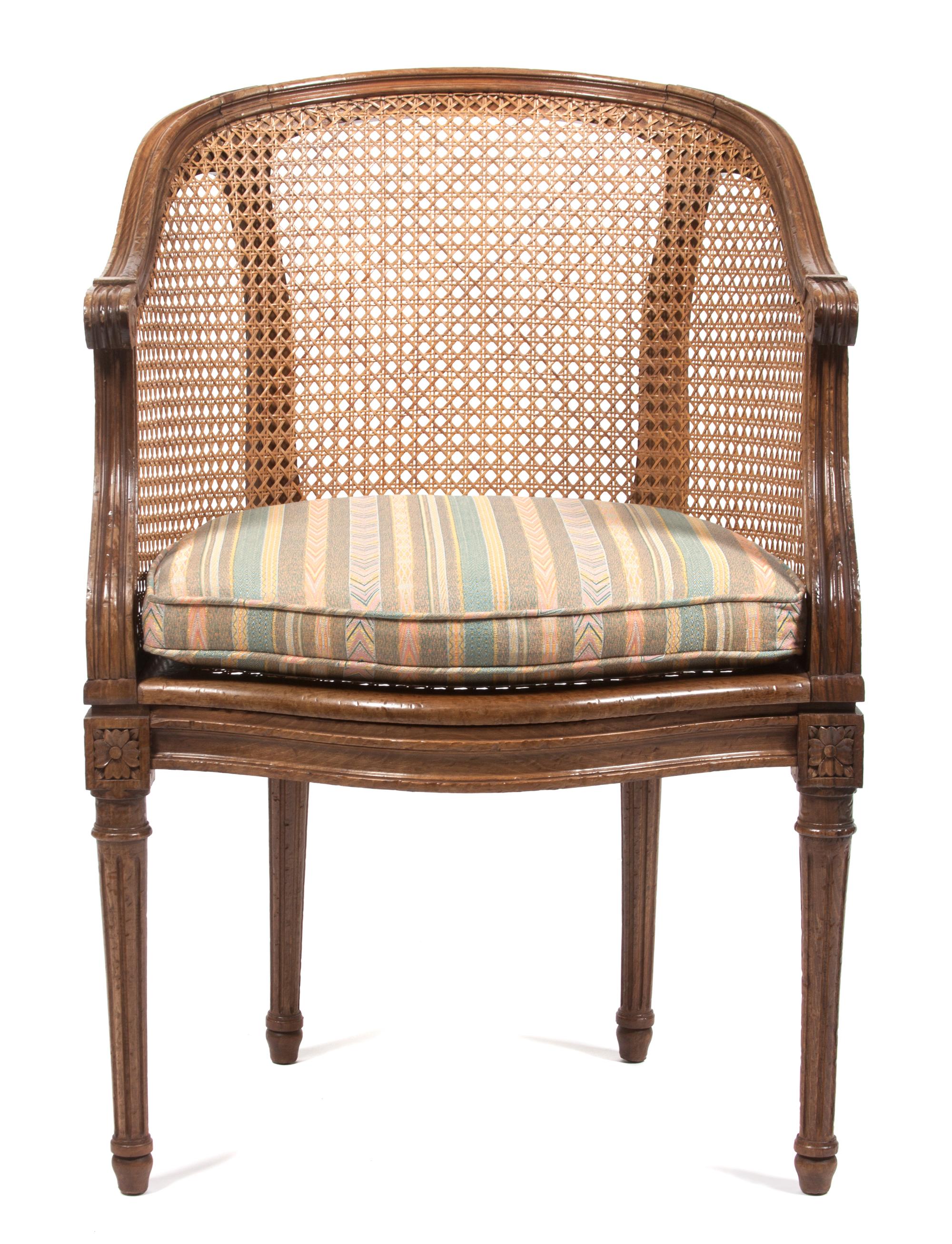 A Louis XVI Style Canned Bergere Height 33 1/2 inches. — 19TH/20TH CENTURY