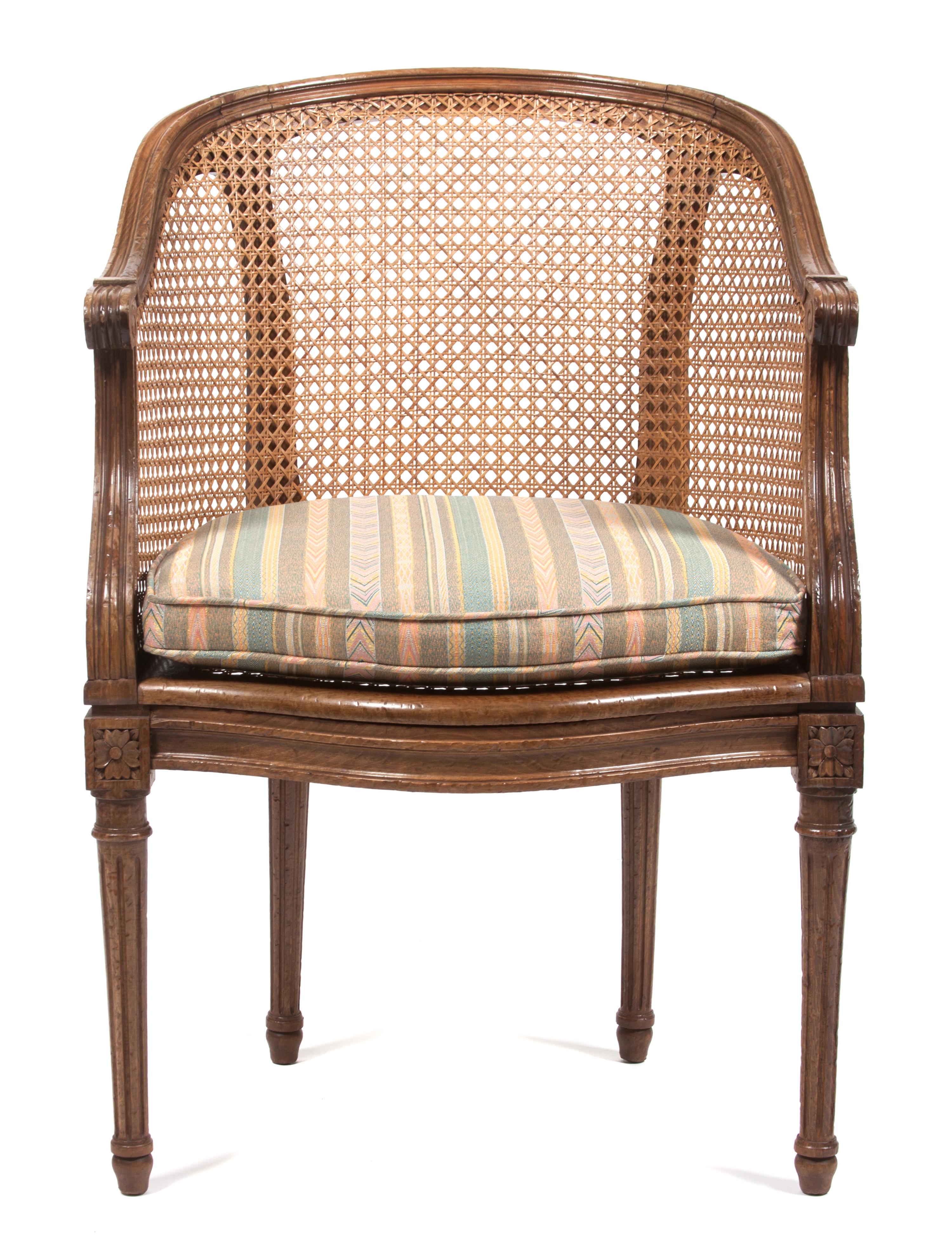 A Louis XVI Style Canned Bergere Height 33 1/2 inches. — 19TH/20TH CENTURY