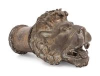 A Continental Bronze Lion Head Spout