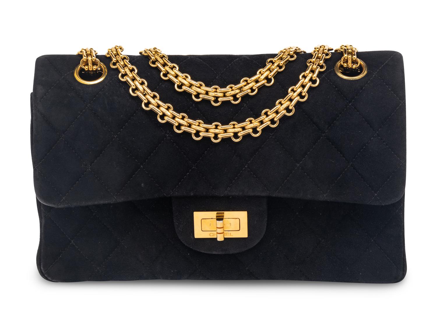 Chanel 2.55 Flap Bag in Black Suede