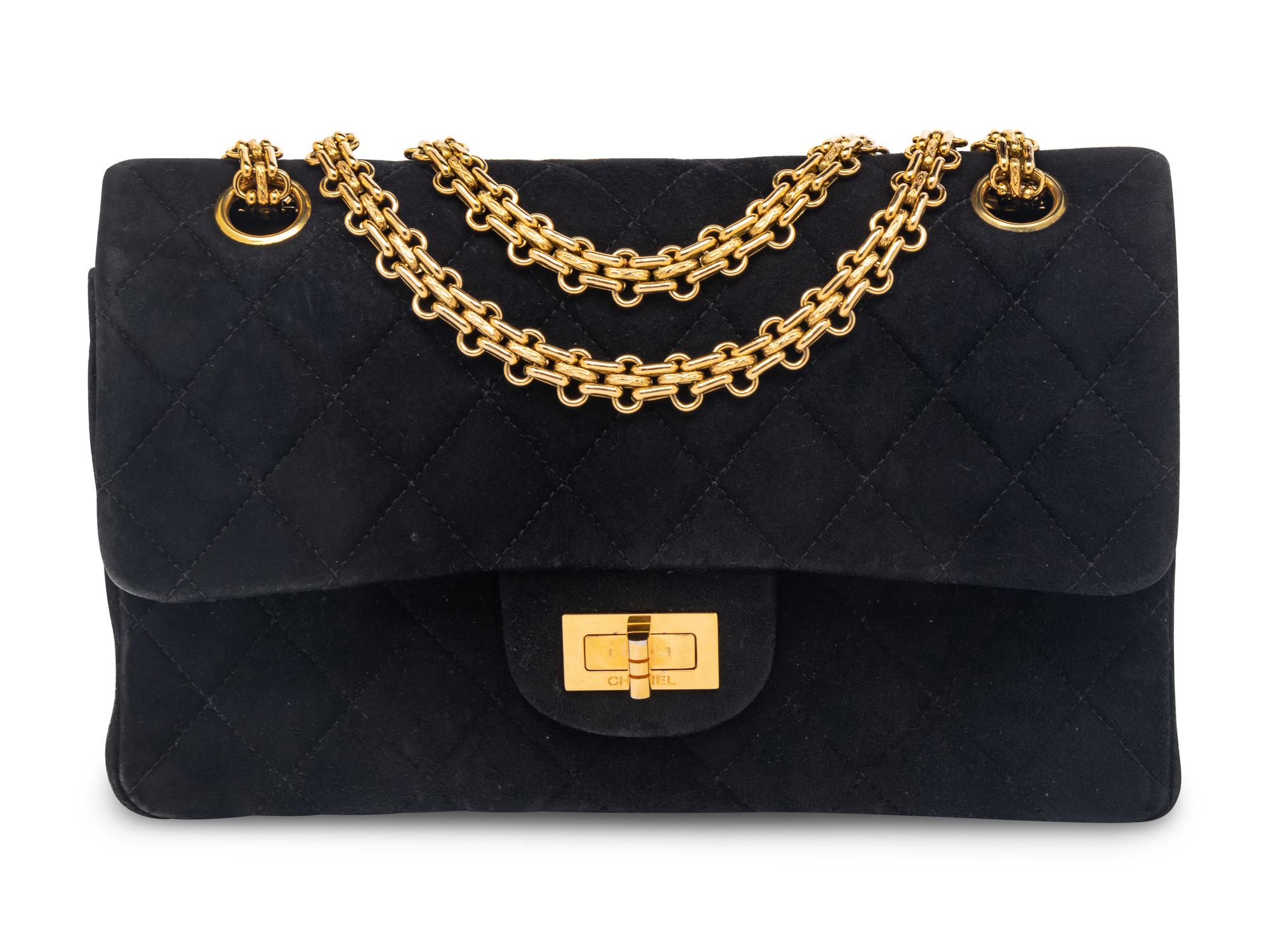 Chanel 2.55 Flap Bag in Black Suede