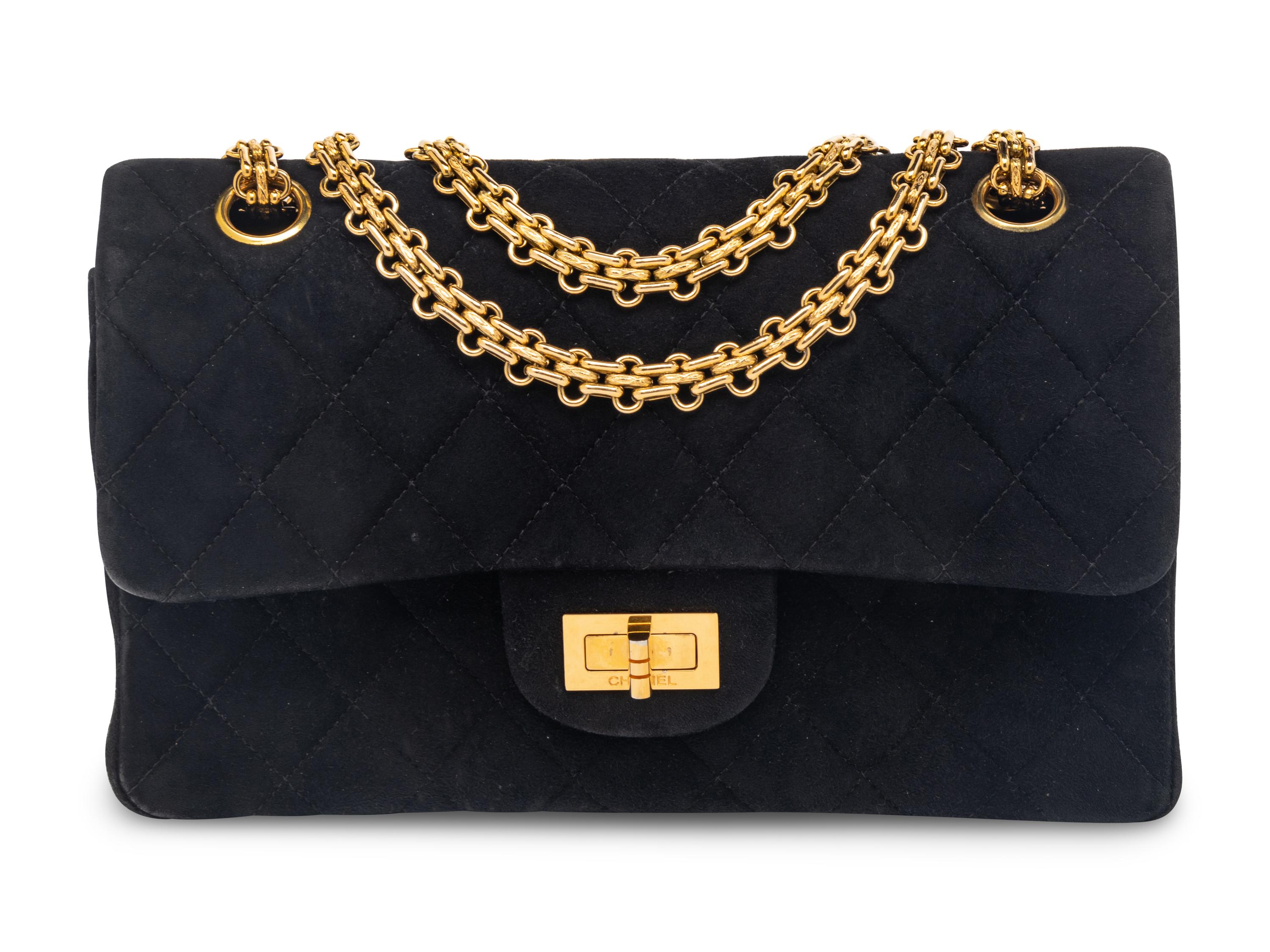 Chanel 2.55 Flap Bag in Black Suede