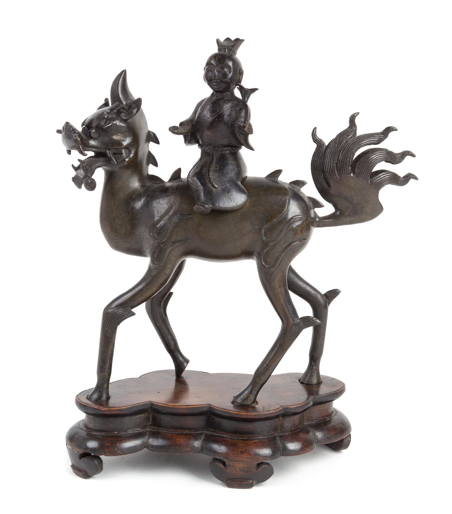 A Bronze Figural Group Censer Height 12 inches. — MING DYNASTY