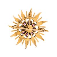 RUBY, DIAMOND AND SEED PEARL PENDANT/BROOCH