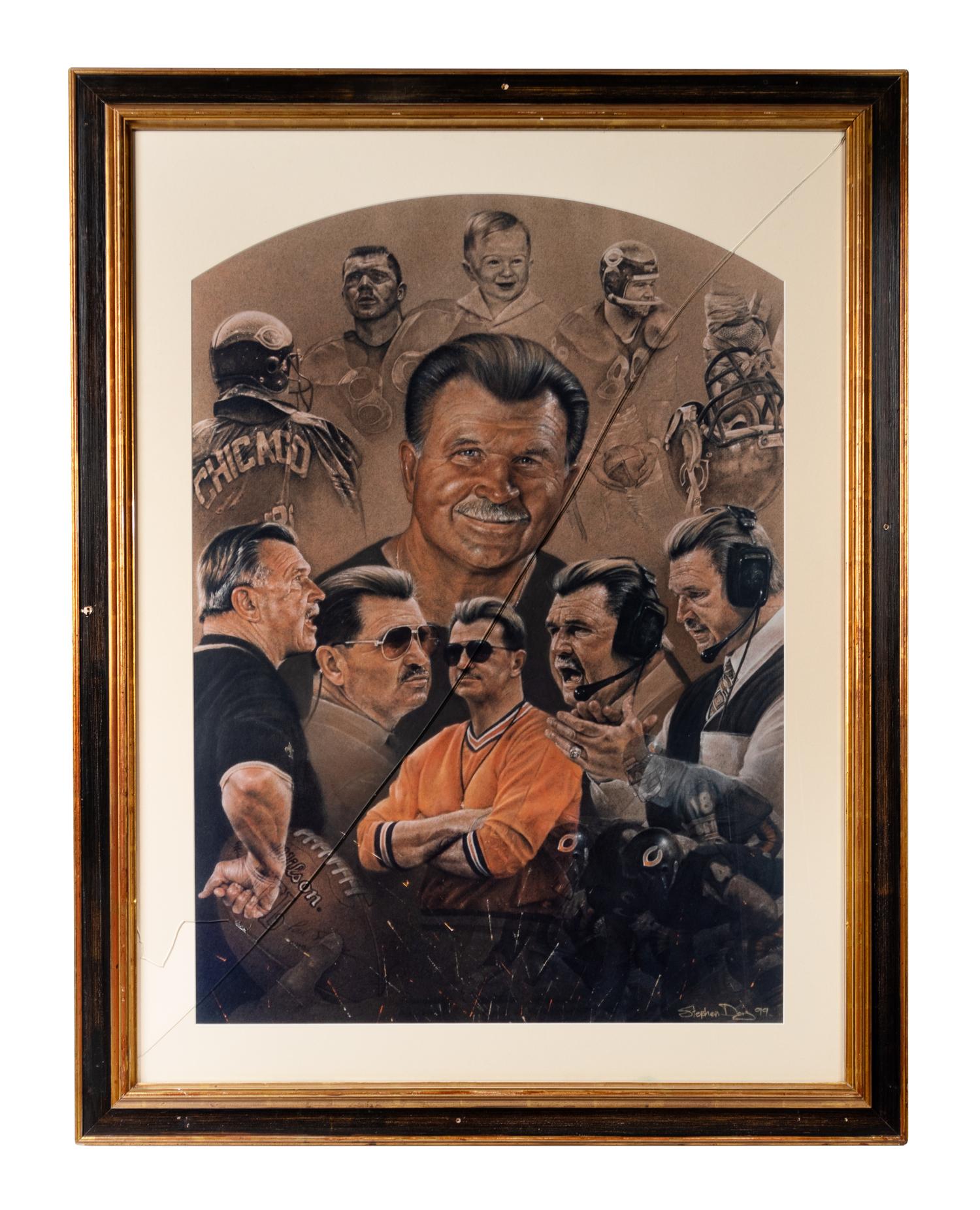 A Group of Four Mike Ditka Artworks Formerly Displayed at Mike Ditka’s Restaurant