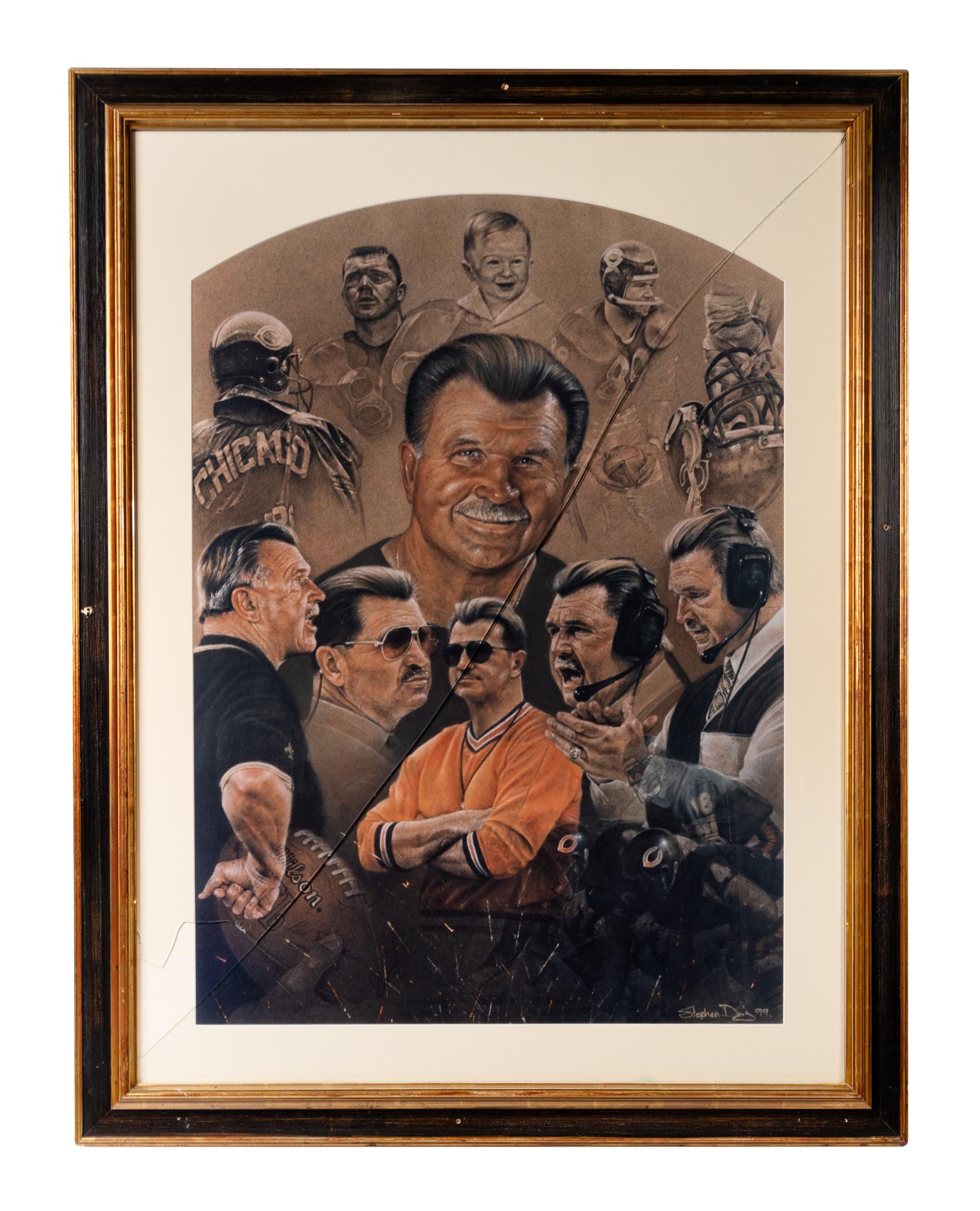 A Group of Four Mike Ditka Artworks Formerly Displayed at Mike Ditka’s Restaurant