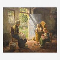 Evert Pieters (Dutch, 1856–1932) Mother and Children in Cottage Interior