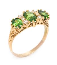A Yellow Gold, Demantoid Garnet and Diamond Ring, 2.90 dwts.