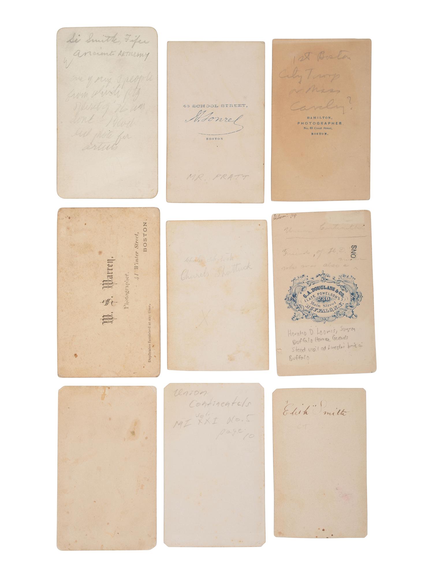 [MILITIA]. A collection of CDVs featuring members of volunteer militias/military organizations incl. National Lancers, Ancient and Honorable Artillery of Boston, & Union Continentals.