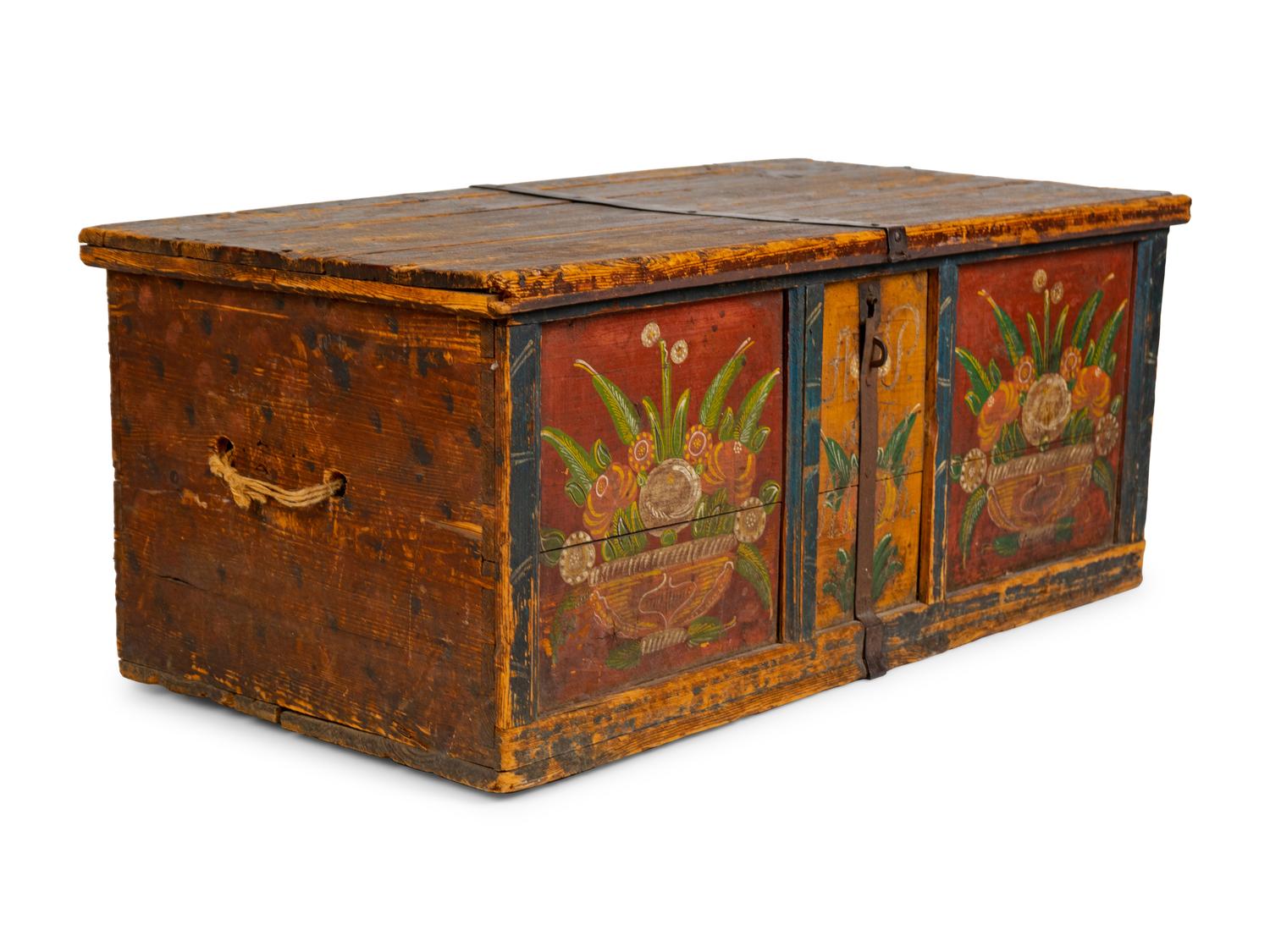 A Northern European Painted Pine Blanket Chest