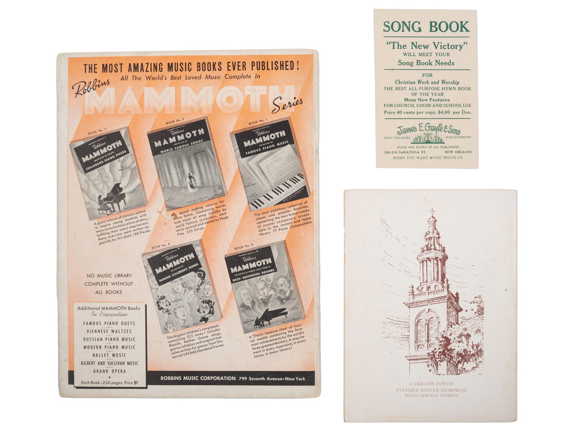 [MUSIC]. A group of 6 items associated with African American singers and music, highlighted by a Williams' Colored Singers collection of scored music with lyrics.