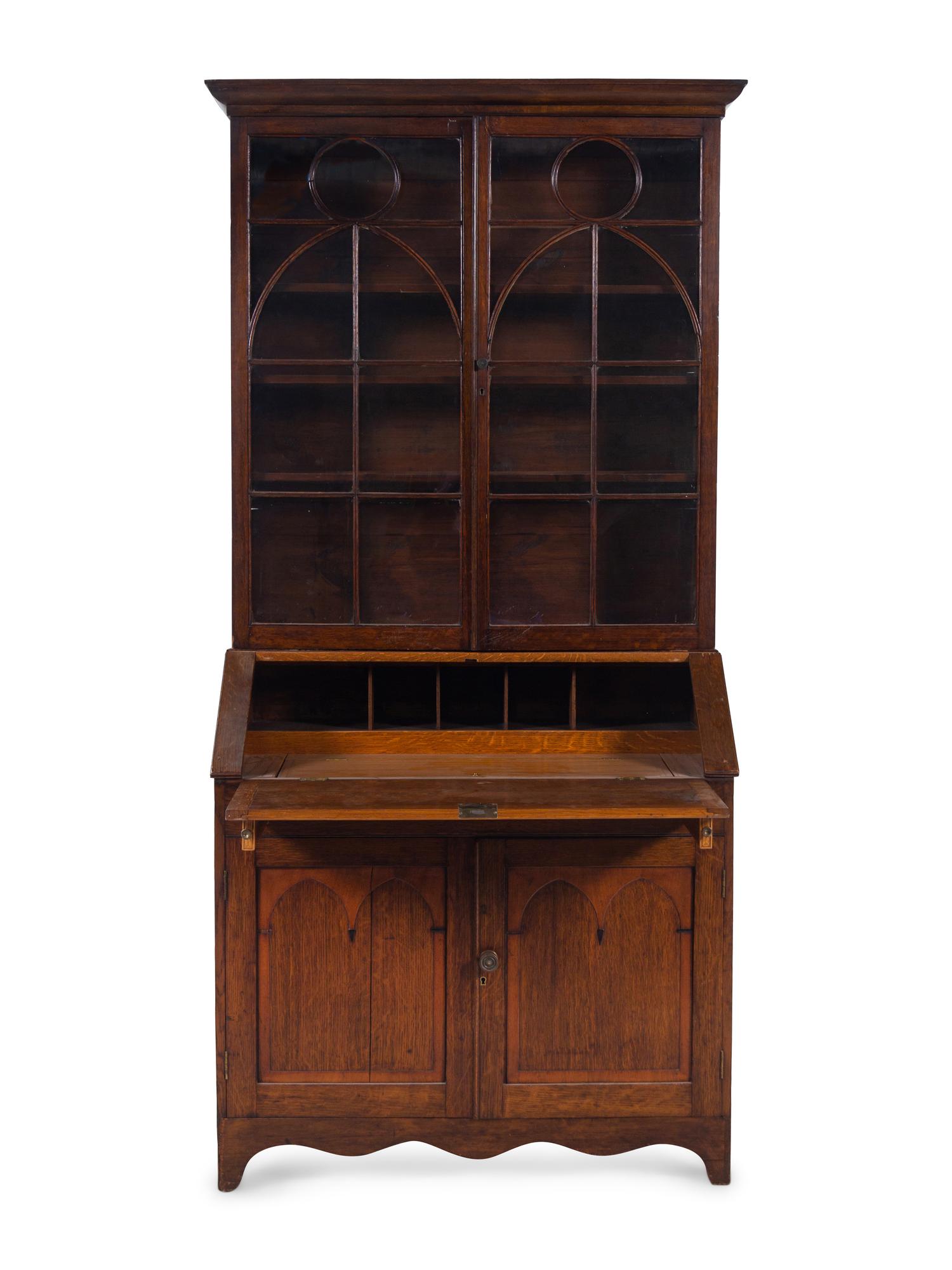 A George III Oak Secretary Bookcase