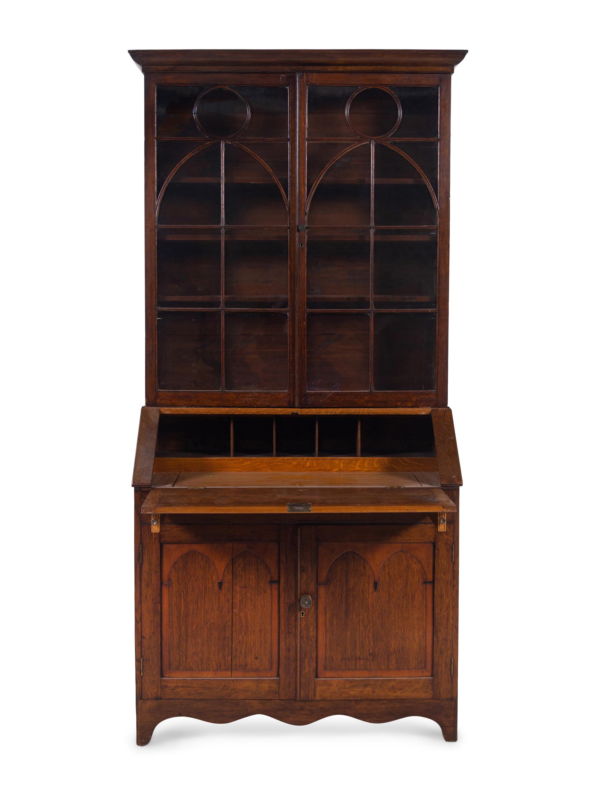 A George III Oak Secretary Bookcase