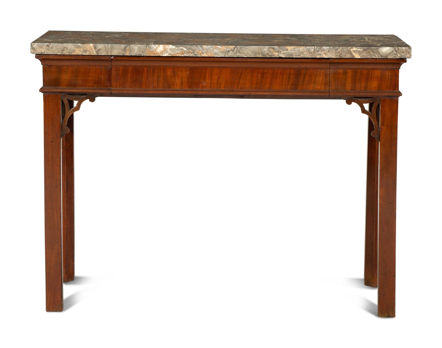 A George III Mahogany Marble-Top Side Table