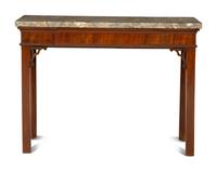 A George III Mahogany Marble-Top Side Table