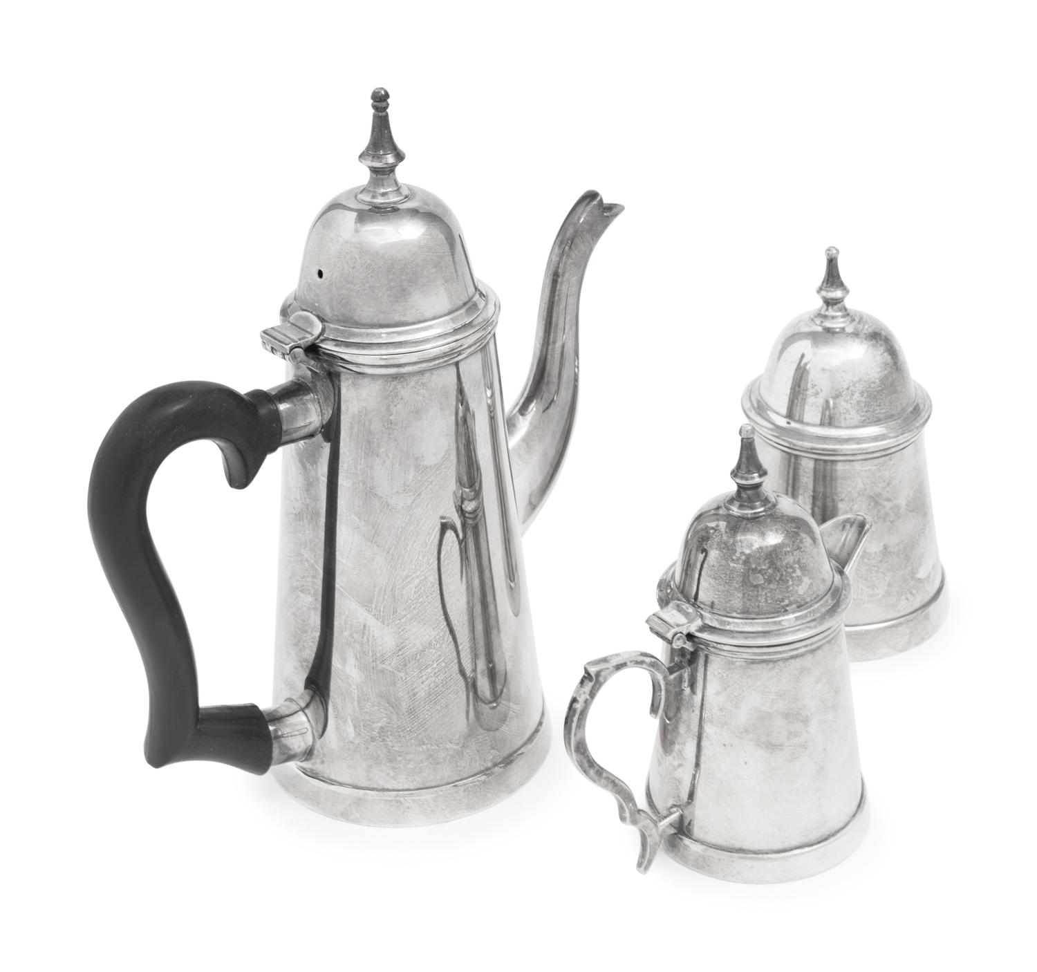 An Indian Silver-Plate Three-Piece Coffee Set