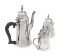 An Indian Silver-Plate Three-Piece Coffee Set