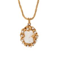 YELLOW GOLD, BAROQUE PEARL AND DIAMOND PENDANT/NECKLACE