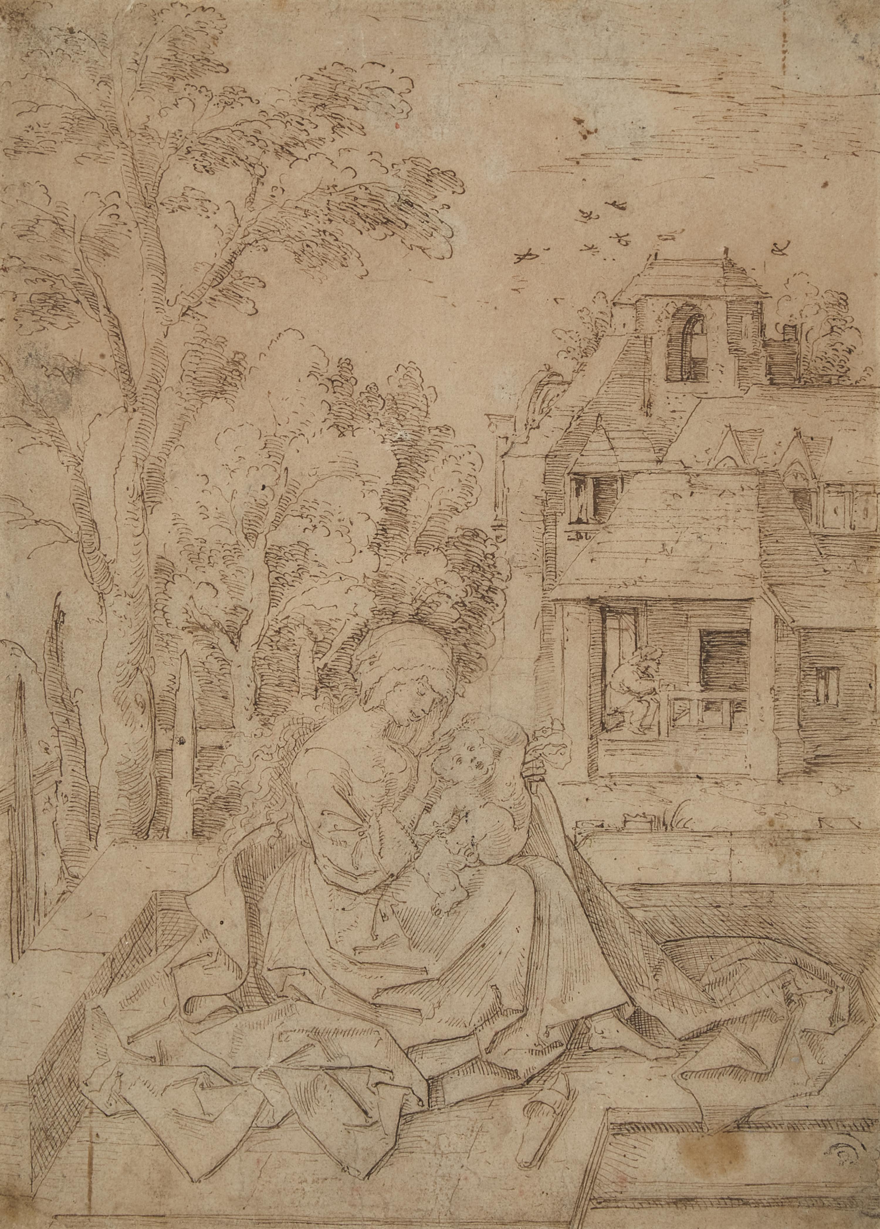 Netherlandish School, 16th Century — Madonna and Child with Saint Joseph in the Workshop