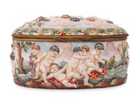 A Group of Capodimonte Porcelain Objects Including a Soup Tureen, Undertray and Hinged Box
