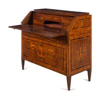 An Italian Walnut and Marquetry Slant-Front Bureau