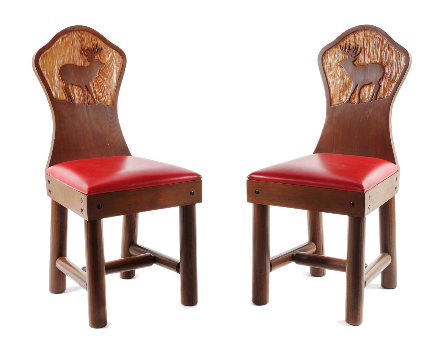 Pair of Contemporary Carved Wood Chairs by New West Height 36 x width 16 x depth 16 inches