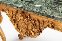 A Pair of George II Style Giltwood Marble-Top Console Tables