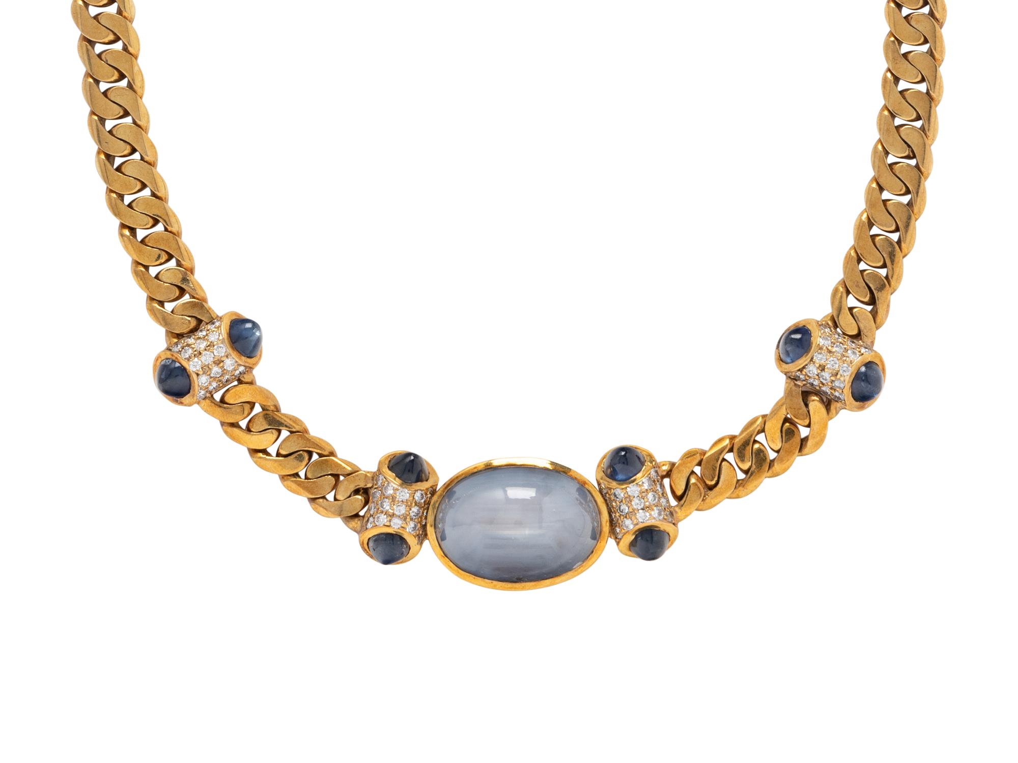 NIVA, YELLOW GOLD, SAPPHIRE, AND DIAMOND NECKLACE AND RING