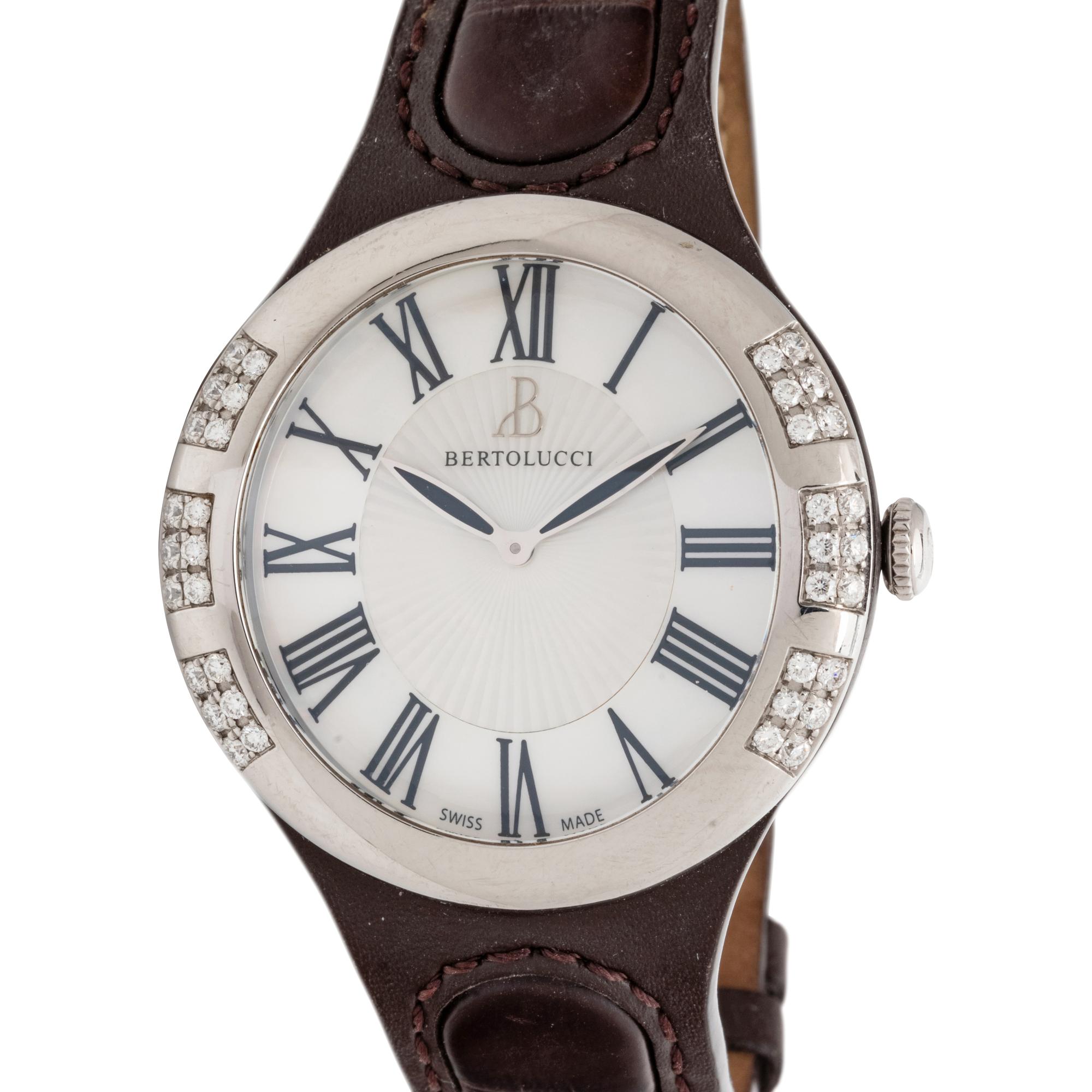 BERTOLUCCI, STAINLESS STEEL AND DIAMOND 'SERENA GARBO' WRISTWATCH