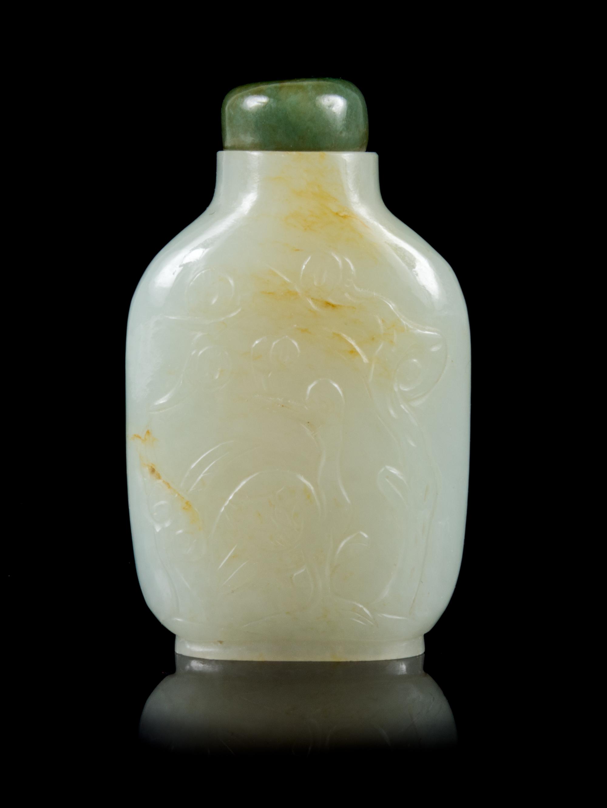 A Celadon Jade Snuff Bottle Height 2 5/8 inches. — 18TH/19TH CENTURY