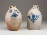 Two Three-Gallon Cobalt Decorated Stoneware Jugs