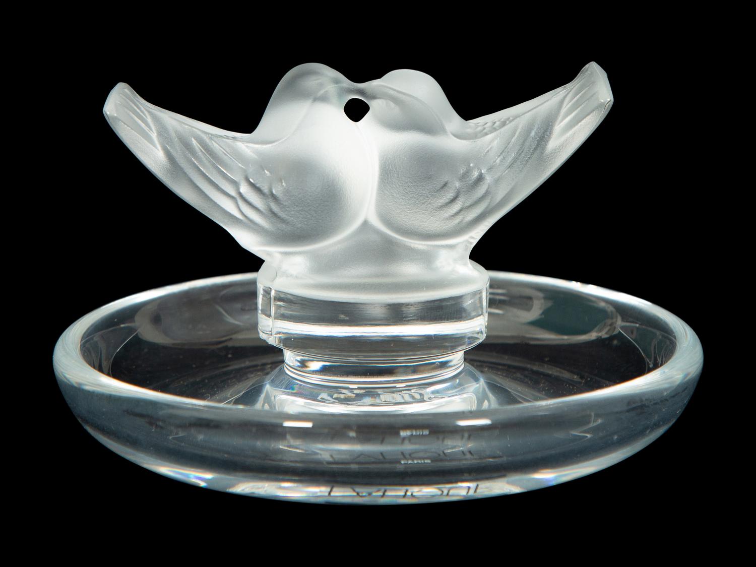 A Lalique Bali Vase and a Deux Colombes Jewelry Dish