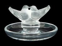 A Lalique Bali Vase and a Deux Colombes Jewelry Dish