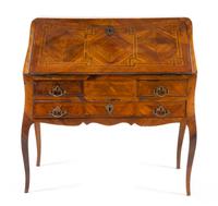 A Louis XV Parquetry Bureau en Pente Height 30 x width 38 1/2 x depth 22 inches. — 18TH CENTURY