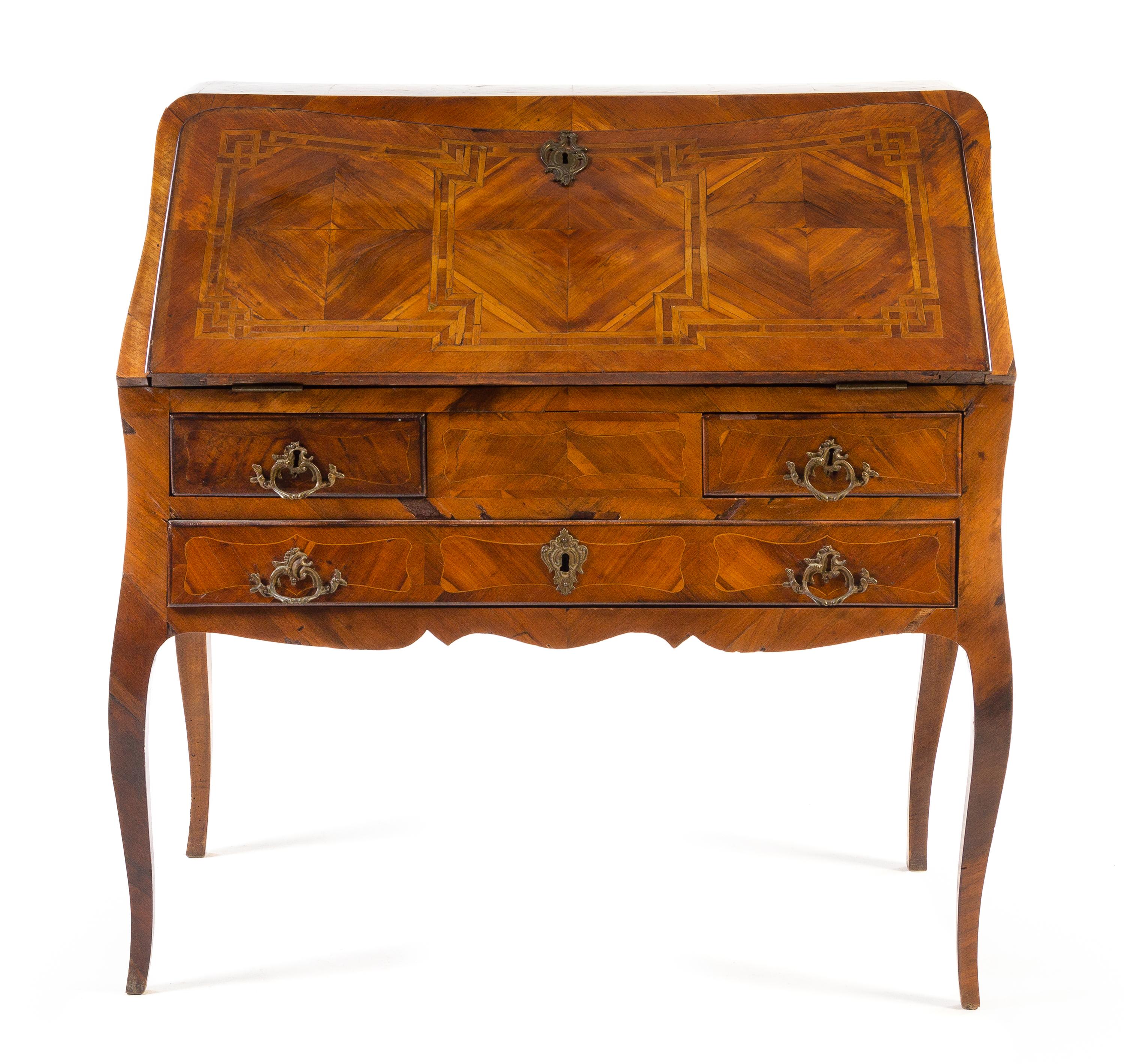 A Louis XV Parquetry Bureau en Pente Height 30 x width 38 1/2 x depth 22 inches. — 18TH CENTURY