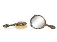 A Silver Hand Mirror and Hairbrush
